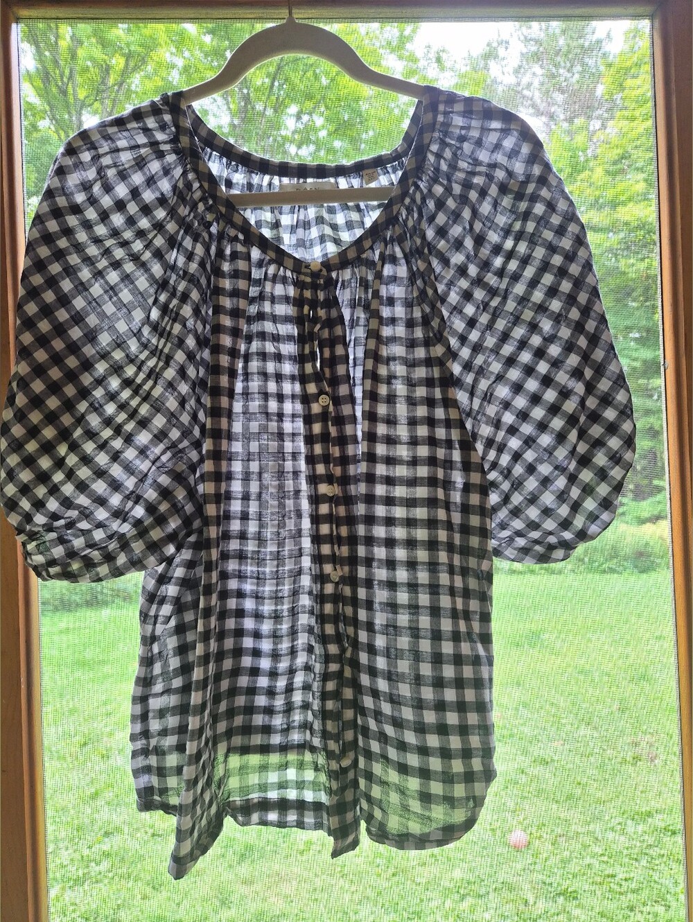 DÔEN June Top in Noir Greta Gingham, size XXL
